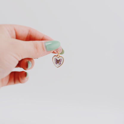 vintage butterfly heart • Charm