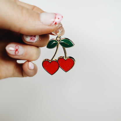 red cherry hearts • Charm