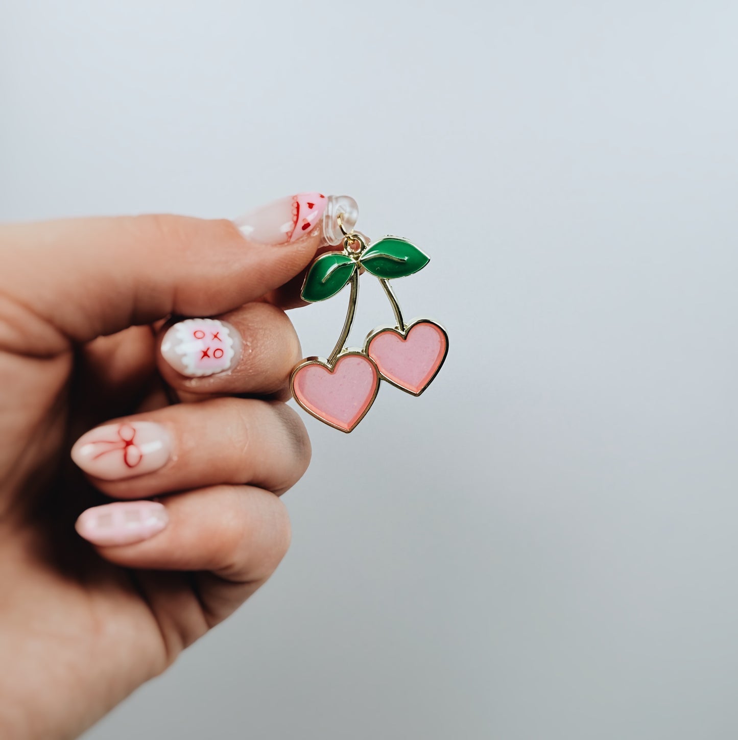 pink cherry hearts • Charm